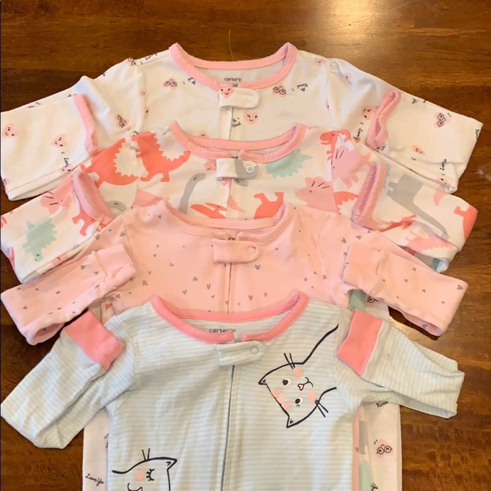 4 pair of footy pajamas